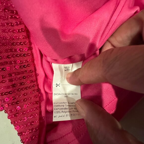Pink Sequin Sleeveless Romper 2XL - Picture 3 of 7